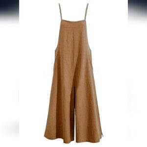Wide Leg Jumpsuit Cotton Loose Overalls Casual Long Bib